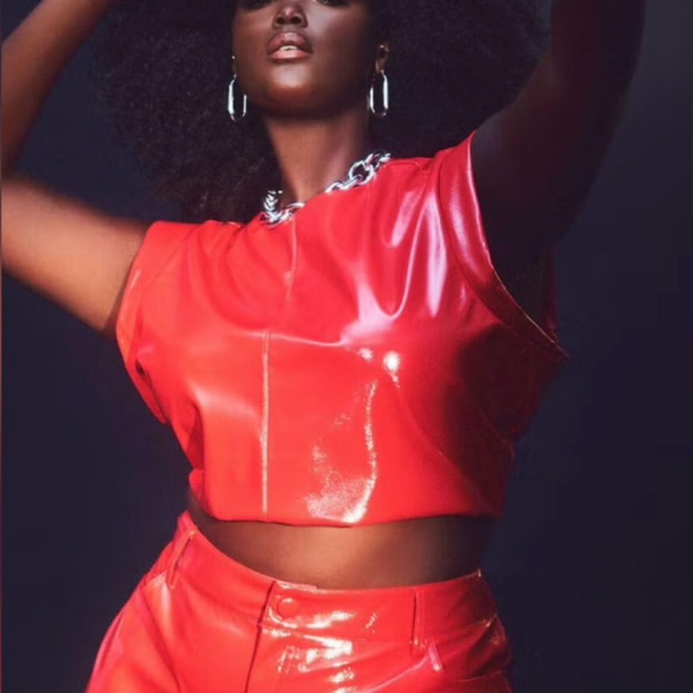 Eloquii Red Faux Leather Crop Top - NWT - Plus Size 16